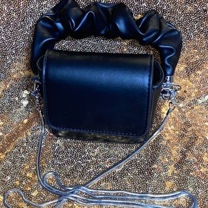 Black Draped Handle Mini Crossover Bag